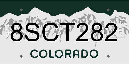 8SCT282 Colorado License Plate