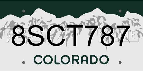 8SCT787 Colorado License Plate