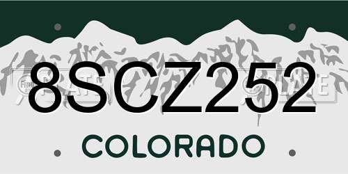 8SCZ252 Colorado License Plate