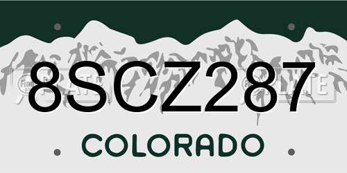 8SCZ287 Colorado License Plate