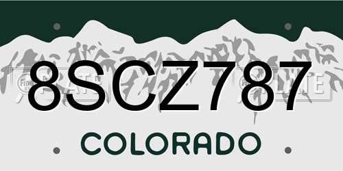 8SCZ787 Colorado License Plate