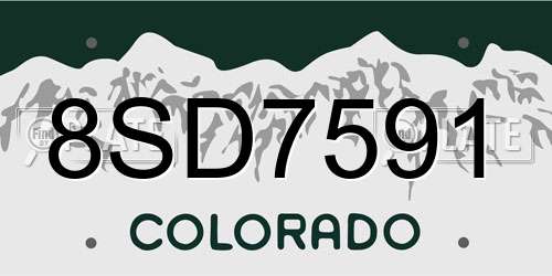 8SD7591 Colorado License Plate