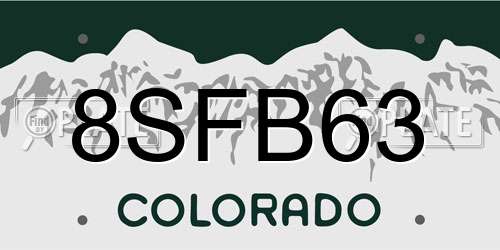 8SFB63 Colorado License Plate