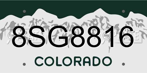 8SG8816 Colorado License Plate