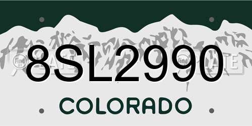 8SL2990 Colorado License Plate