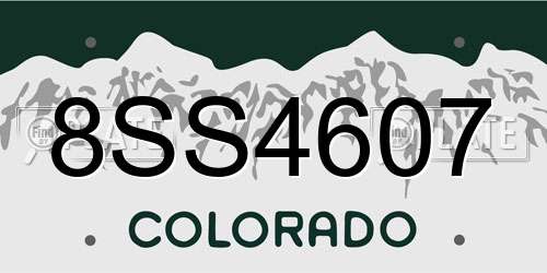 8SS4607 Colorado License Plate