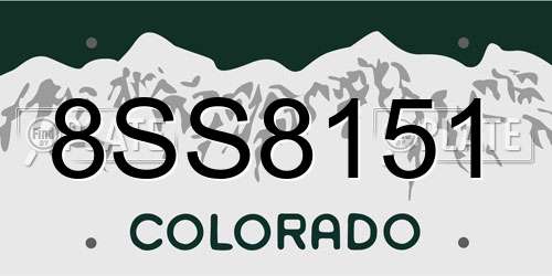 8SS8151 Colorado License Plate