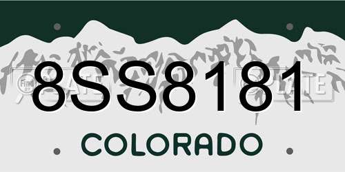 8SS8181 Colorado License Plate