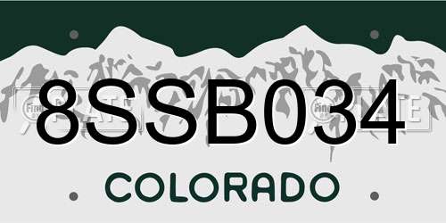 8SSB034 Colorado License Plate