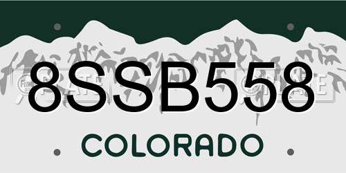 8SSB558 Colorado License Plate