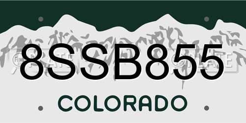 8SSB855 Colorado License Plate