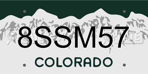 8SSM57 Colorado License Plate