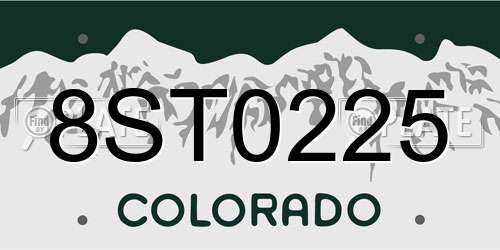 8ST0225 Colorado License Plate