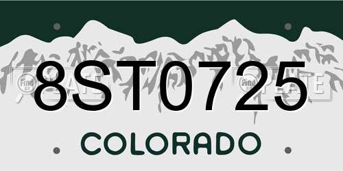 8ST0725 Colorado License Plate