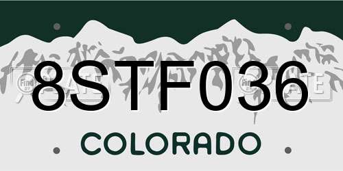 8STF036 Colorado License Plate