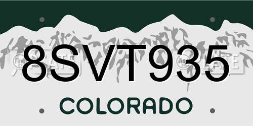 8SVT935 Colorado License Plate