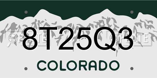 8T25Q3 Colorado License Plate