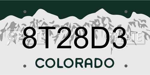 8T28D3 Colorado License Plate