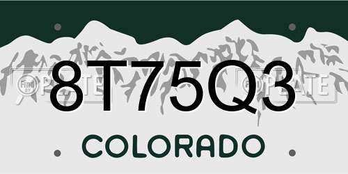 8T75Q3 Colorado License Plate