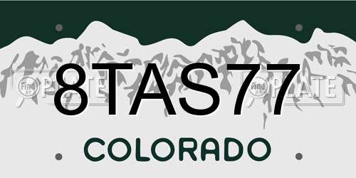 8TAS77 Colorado License Plate