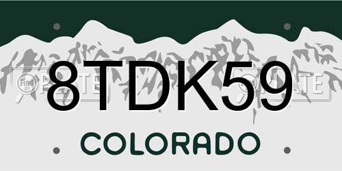 8TDK59 Colorado License Plate