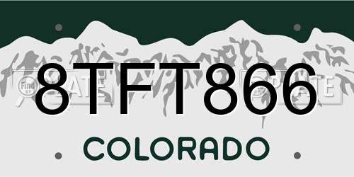 8TFT866 Colorado License Plate