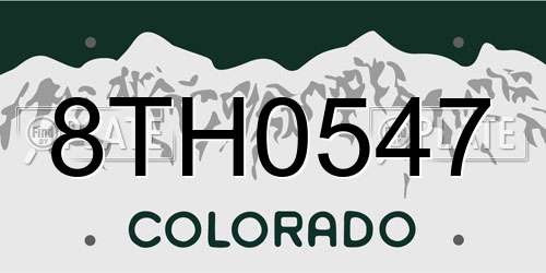 8TH0547 Colorado License Plate
