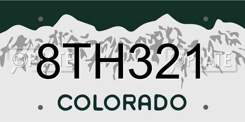 8TH321 Colorado License Plate