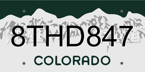 8THD847 Colorado License Plate