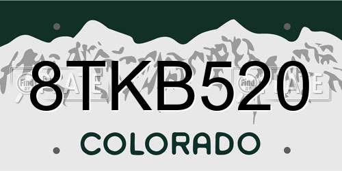 8TKB520 Colorado License Plate