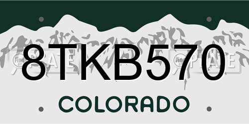 8TKB570 Colorado License Plate