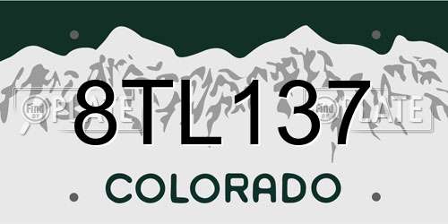 8TL137 Colorado License Plate