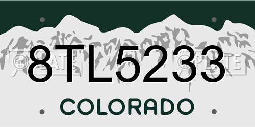 8TL5233 Colorado License Plate