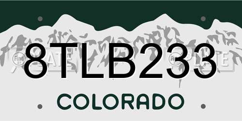 8TLB233 Colorado License Plate