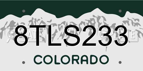 8TLS233 Colorado License Plate