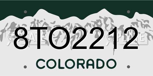 8TO2212 Colorado License Plate