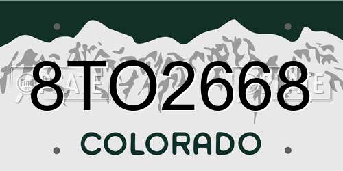 8TO2668 Colorado License Plate