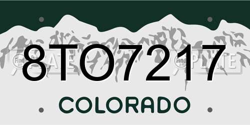 8TO7217 Colorado License Plate