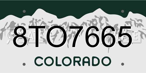 8TO7665 Colorado License Plate