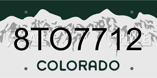 8TO7712 Colorado License Plate