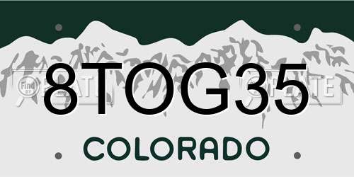 8TOG35 Colorado License Plate