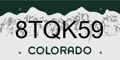 8TQK59 Colorado License Plate