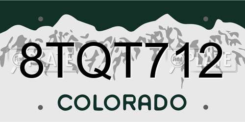 8TQT712 Colorado License Plate