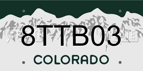8TTB03 Colorado License Plate