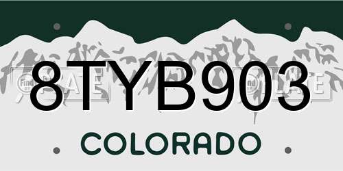 8TYB903 Colorado License Plate