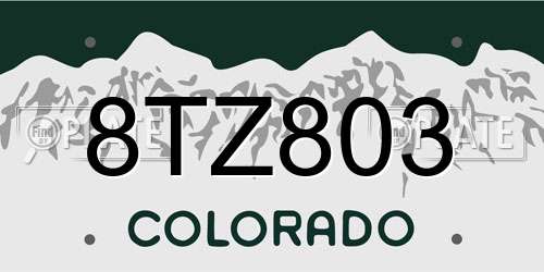 8TZ803 Colorado License Plate