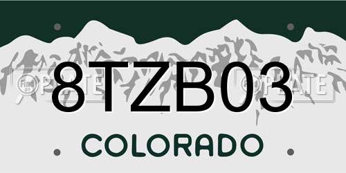 8TZB03 Colorado License Plate