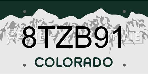 8TZB91 Colorado License Plate