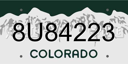 8U84223 Colorado License Plate