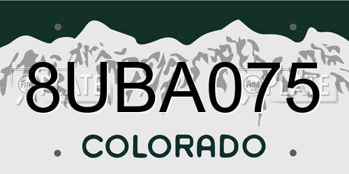 8UBA075 Colorado License Plate